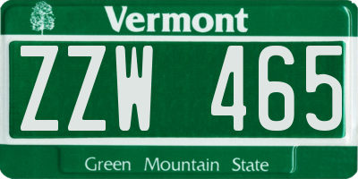 VT license plate ZZW465
