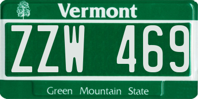 VT license plate ZZW469