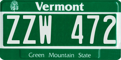 VT license plate ZZW472