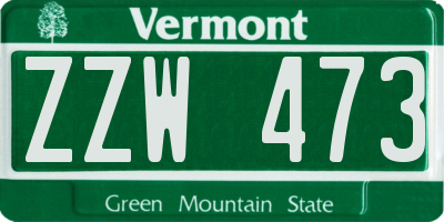 VT license plate ZZW473