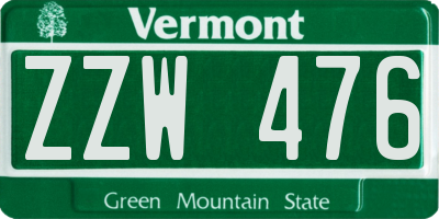 VT license plate ZZW476