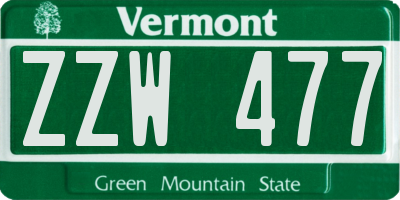 VT license plate ZZW477