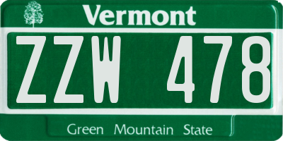 VT license plate ZZW478