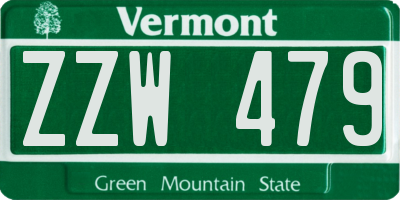 VT license plate ZZW479