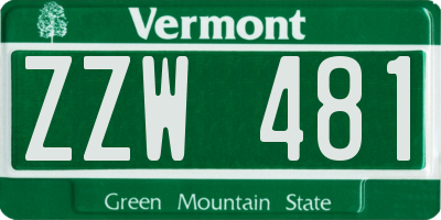 VT license plate ZZW481