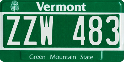 VT license plate ZZW483