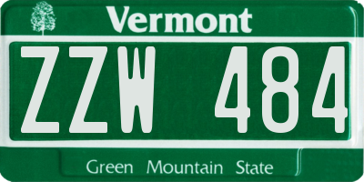 VT license plate ZZW484