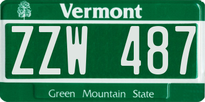 VT license plate ZZW487