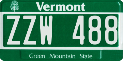 VT license plate ZZW488