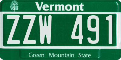 VT license plate ZZW491