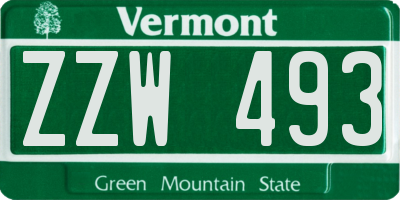 VT license plate ZZW493