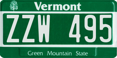 VT license plate ZZW495