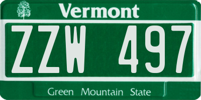 VT license plate ZZW497