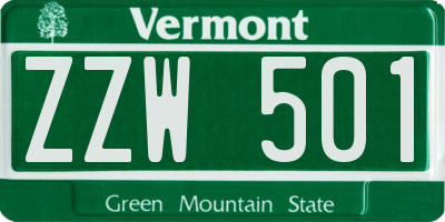 VT license plate ZZW501