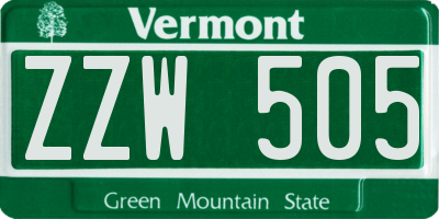 VT license plate ZZW505