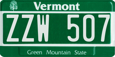 VT license plate ZZW507