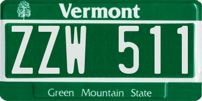 VT license plate ZZW511