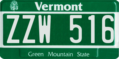 VT license plate ZZW516