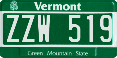 VT license plate ZZW519
