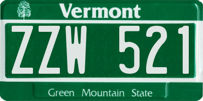 VT license plate ZZW521