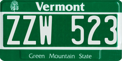 VT license plate ZZW523
