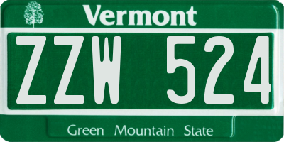 VT license plate ZZW524