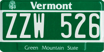VT license plate ZZW526
