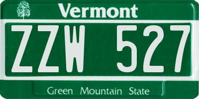 VT license plate ZZW527