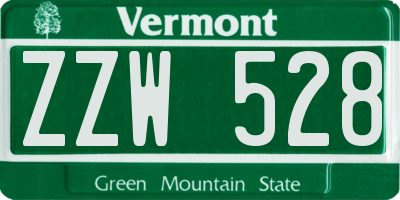 VT license plate ZZW528