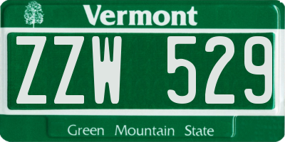 VT license plate ZZW529