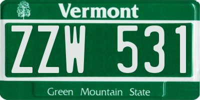 VT license plate ZZW531