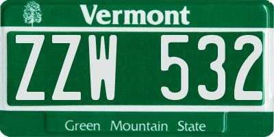 VT license plate ZZW532