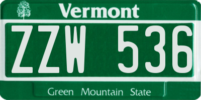 VT license plate ZZW536