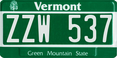 VT license plate ZZW537
