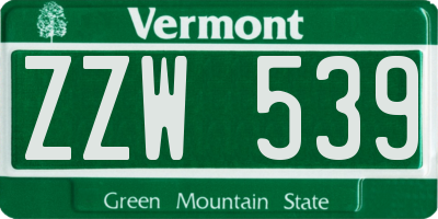 VT license plate ZZW539