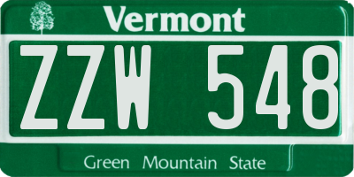 VT license plate ZZW548