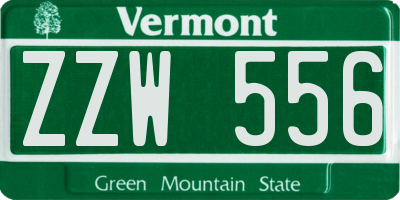 VT license plate ZZW556