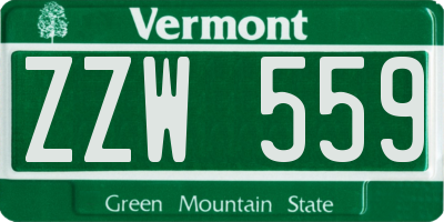 VT license plate ZZW559