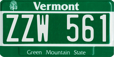 VT license plate ZZW561