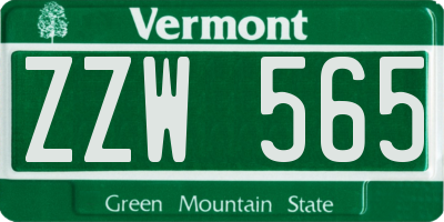 VT license plate ZZW565