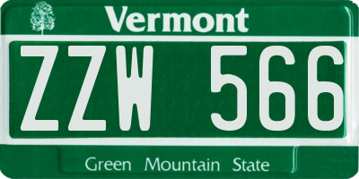 VT license plate ZZW566