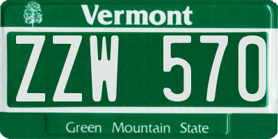 VT license plate ZZW570