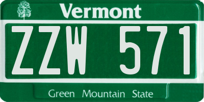 VT license plate ZZW571