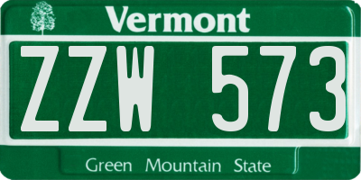 VT license plate ZZW573