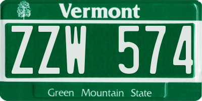 VT license plate ZZW574