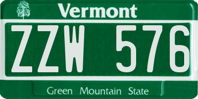 VT license plate ZZW576