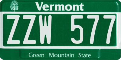 VT license plate ZZW577