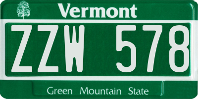 VT license plate ZZW578