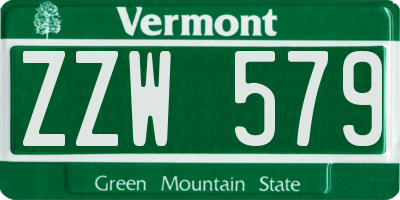 VT license plate ZZW579