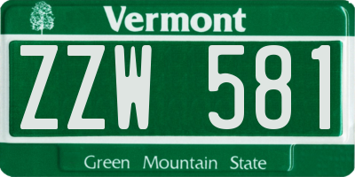 VT license plate ZZW581